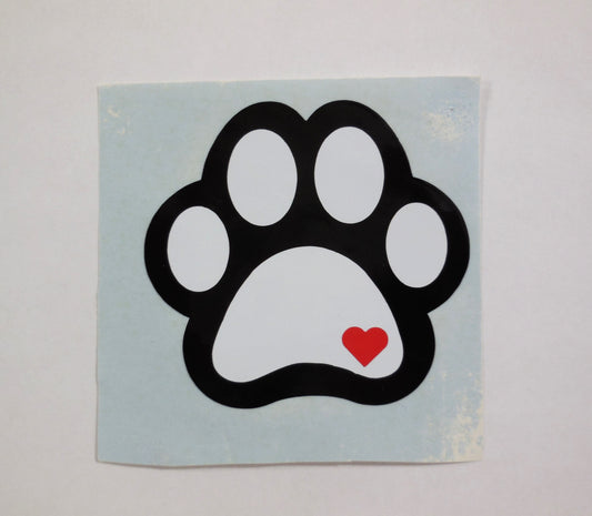 Dog Paw with Heart Decal